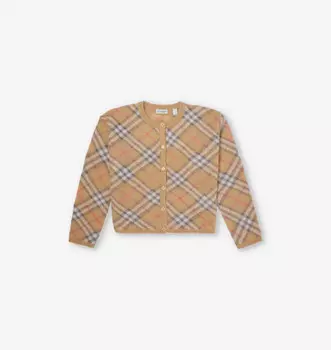 Кардиган в клетку Бетан 3-14 лет Burberry, цвет pale stone ip check