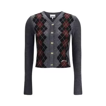Кардиган в клетку Ganni, Gray