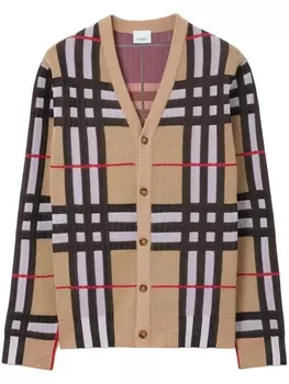 Кардиган в клетку Vintage Check с V-образным вырезом Burberry, бежевый