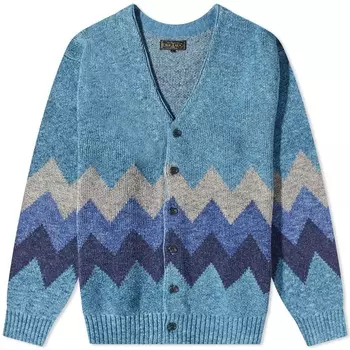 Кардиган в полоску Beams Plus с шевронной полоской, синий