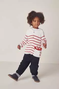 Кардиган в полоску из органического хлопка с карманами The White Company, белый