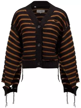 Кардиган в полоску MM6 Maison Margiela, черный