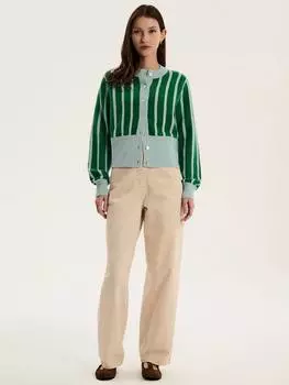 Кардиган в полоску от флинна OMNES, цвет Green/Slate Blue