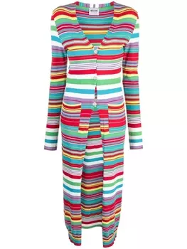 Кардиган в полоску с V-образным вырезом MOSCHINO JEANS, красный