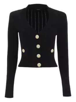 Кардиган в рубчик BALMAIN, черный