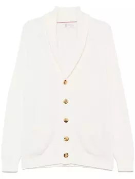 Кардиган в рубчик Brunello Cucinelli, белый