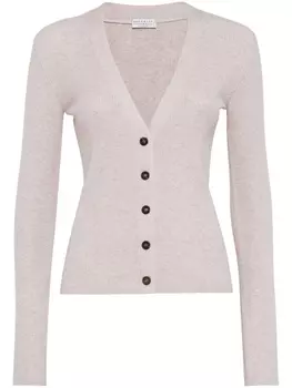 Кардиган в рубчик Brunello Cucinelli, розовый