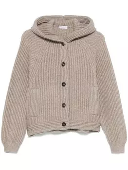 Кардиган в рубчик Brunello Cucinelli, серый