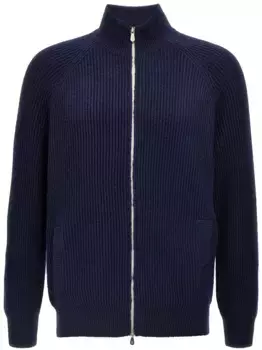 Кардиган в рубчик Brunello Cucinelli, синий
