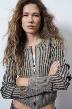 Кардиган в рубчик H&M, бежевый