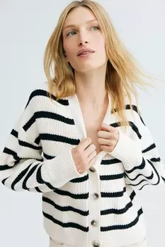 Кардиган в рубчик H&M, бежевый