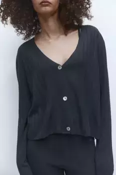 Кардиган в рубчик H&M женский, черный