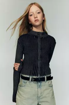 Кардиган в рубчик H&M, черный