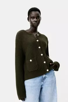 Кардиган в рубчик H&M, зеленый