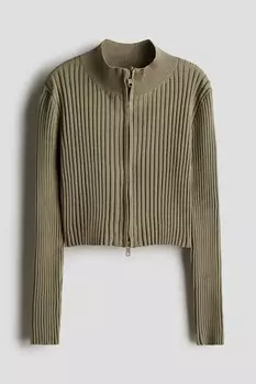 Кардиган в рубчик H&M, зеленый