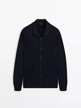 Кардиган в рубчик из 100% хлопка Massimo Dutti, синий