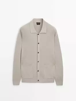 Кардиган в рубчик из 100% хлопка Massimo Dutti, белый