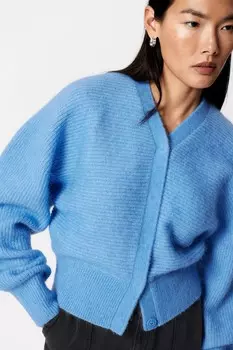 Кардиган в рубчик из микса мериновола. & Other Stories, синий