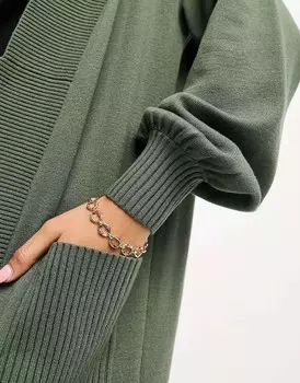 Кардиган в рубчик макси River Island цвета хаки