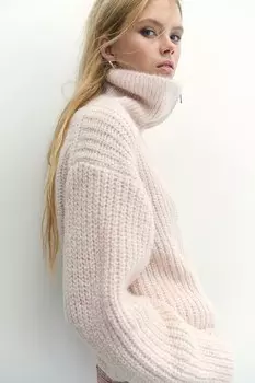 Кардиган в рубчик на молнии H&M, розовый