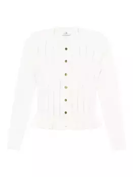 Кардиган в рубчик на пуговицах Elisabetta Franchi, нейтральный
