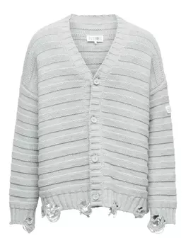 Кардиган в рубчик на пуговицах MM6 Maison Margiela, серый