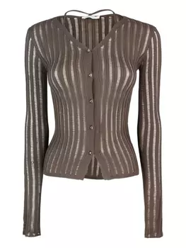 Кардиган в рубчик на пуговицах Patrizia Pepe, коричневый