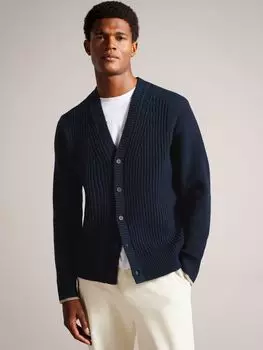 Кардиган в рубчик с длинными рукавами Alman Ted Baker, синий темно-синий