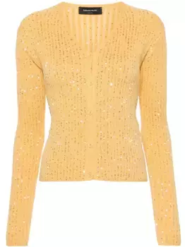 Кардиган в рубчик с пайетками Fabiana Filippi, желтый