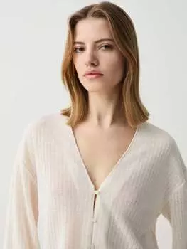 Кардиган в рубчик с v-образным вырезом Ovs, цвет cream white