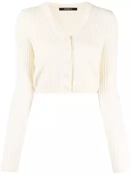 Кардиган в рубчик с V-образным вырезом SHANG XIA, белый
