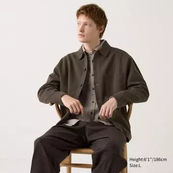 Кардиган в рубчик с воротником рубашки UNIQLO, темно-коричневый