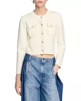 Кардиган в рубчик Sandro, слоновая кость/кремовый