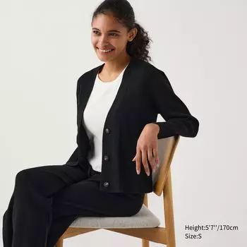 Кардиган в рубчик UNIQLO, черный