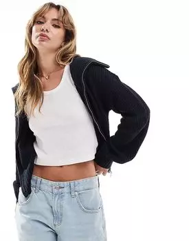 Кардиган в рыбацком стиле с застежкой-молнией темно-синего цвета Brave Soul