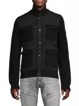 Кардиган в стиле куртки из полушерсти Zegna, черный