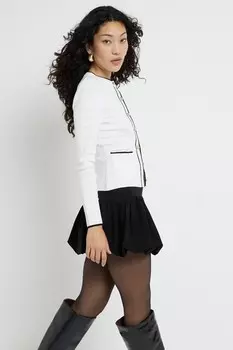 Кардиган в стиле милитари с узором «Kintted» River Island, белый