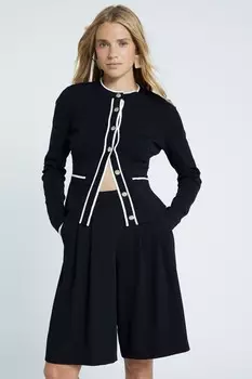 Кардиган в стиле милитари с узором «Kintted» River Island, черный