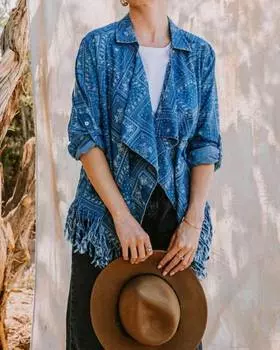 Кардиган в стиле пэчворк из шамбре в джинсовой ткани Oddi, цвет denim