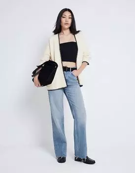 Кардиган в технике хлыстовой стежки кремового цвета River Island