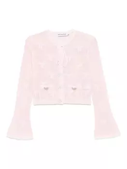 Кардиган в технике кроше Self-Portrait, розовый