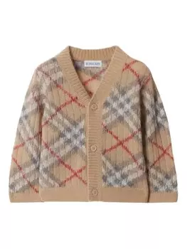 Кардиган в винтажную клетку Burberry Kids, нейтральный цвет