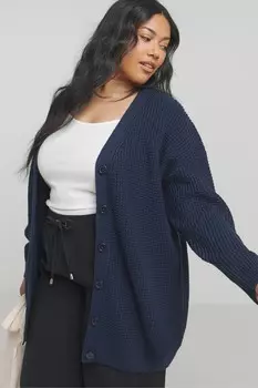 Кардиган вафельного кроя «бойфренд» Simply Be, синий