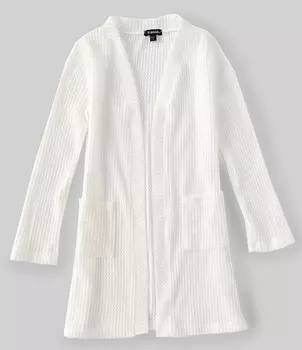 Кардиган вафельной вязки с длинными рукавами Zunie Big Girls 7–16, слоновая кость