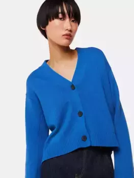 Кардиган Whistles Nina Rib Detail Cropped Cotton, цвет cobalt/blue