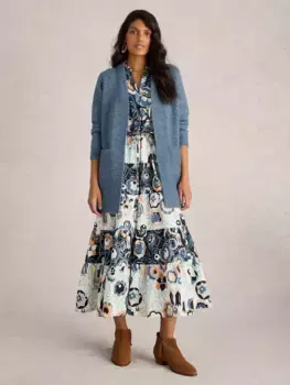 Кардиган White Stuff Erin Wool Blend Longline, цвет mid/blue