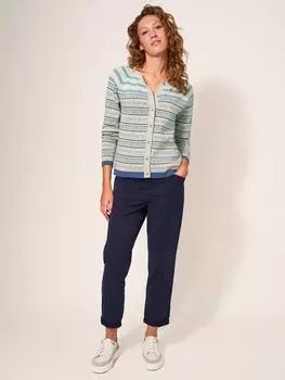 Кардиган White Stuff Lulu Stripe из органического хлопка, бирюзовый/разноцветный