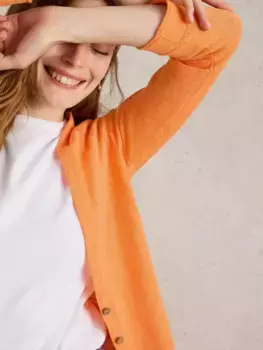 Кардиган White Stuff Naria Linen Blend V-Neck, оранжевый