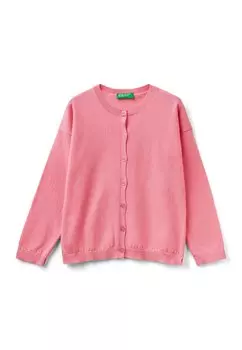 Кардиган With Glittery Buttons United Colors of Benetton, розовый