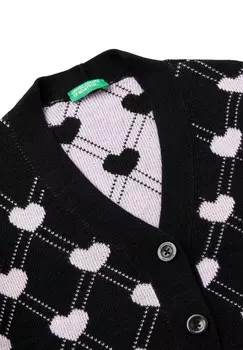 Кардиган WITH HEART MOTIF United Colors of Benetton, черный